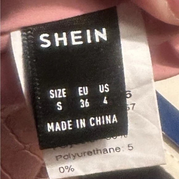 Shein VEGAN LEATHER Lined Strapless Short Mini Bodycon Tube Top Pink Dress S - Picture 4 of 4